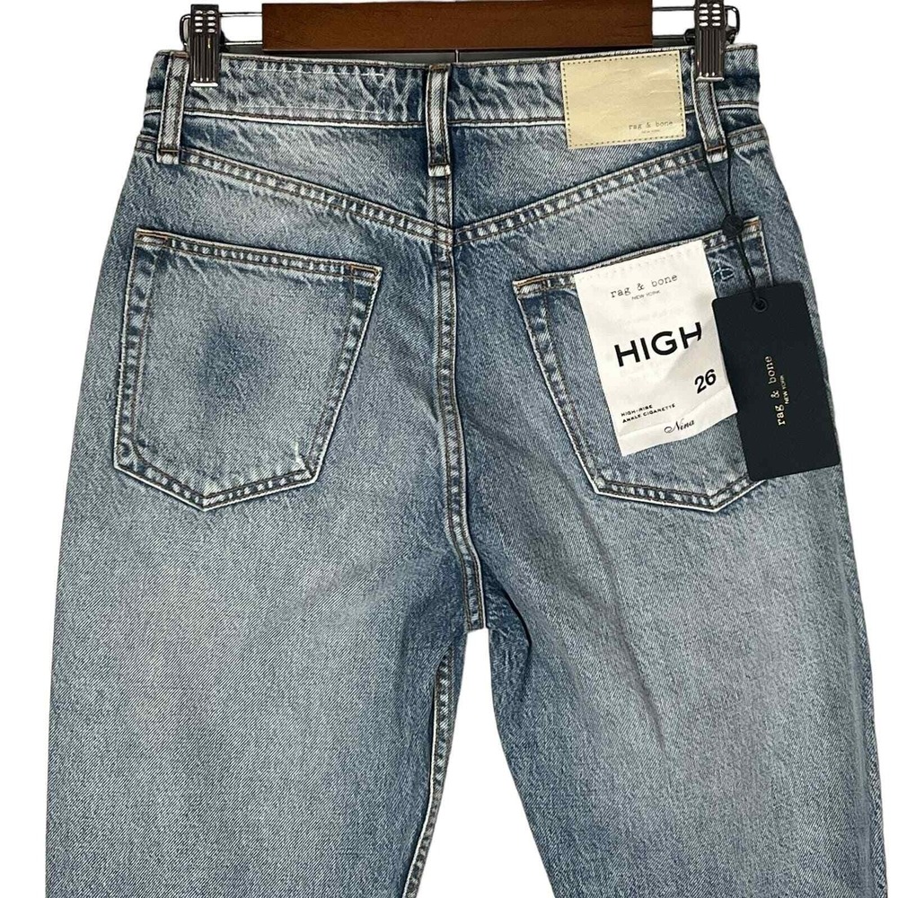 Rag & Bone "Nina" High-Rise Ankle Cigarette Jeans Dana Point Distressed 26, NWT - Picture 8 of 16